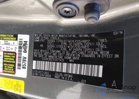 2014 Toyota Sienna Xle V6 8 Passenger z USA, uszkodzony, nr VIN 5TDYK3DC7ES471425